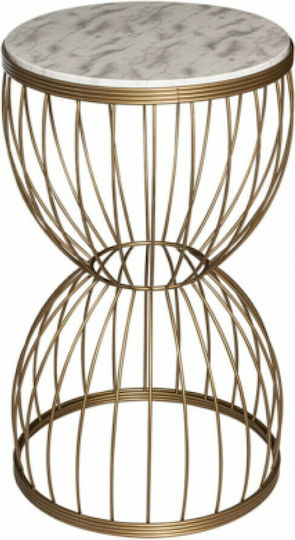 Round Side Table TBH-01 Wooden Gold White M35xP35xH60cm