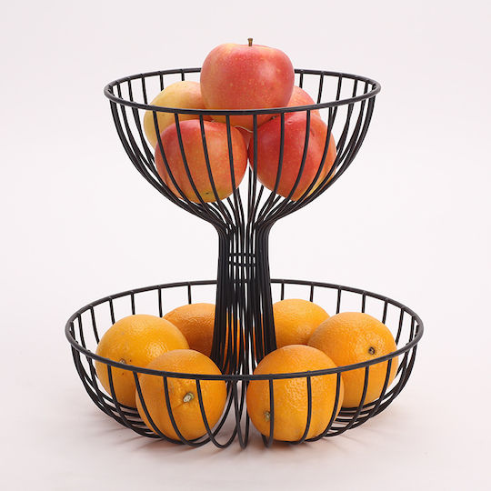 Lalos Obstschale Metallisch 2 Niveaus Schwarz 30x30x29cm Lalos Obstschale Metallisch 2 Niveaus Schwarz 30x30x29cm