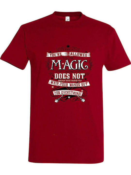 T-shirt Unisex " Allowed to Use Magic, Harry Potter ", Dark red
