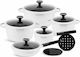 Edenberg Cookware Set of Aluminum with Non-stick Coating White 12pcs