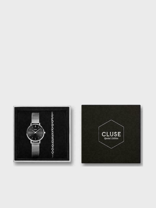 Cluse Boho Chic Petite Damen Uhr mit Silber Metallarmband