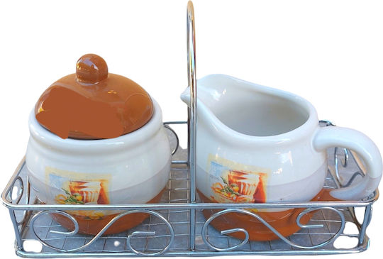 Ceramic Milk Jug - Sugar Bowl Set White 2pcs