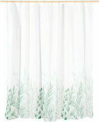 Navaris Υφασμάτινη Κουρτίνα Μπάνιου 180x180 Green Plants Green / White