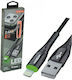 Moxom Braided / LED USB to Lightning Cable Μαύρο 1m (MX-CB31)