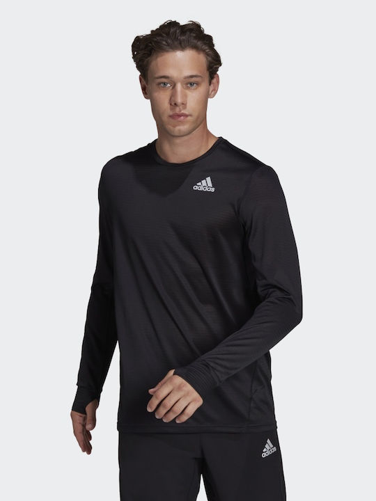 Adidas Own The Run Ανδρική Μπλούζα με Φερμουάρ Μακρυμάνικη Μαύρη