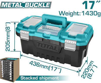 Total Hand Toolbox Plastic with Tray Organiser TPBX0172