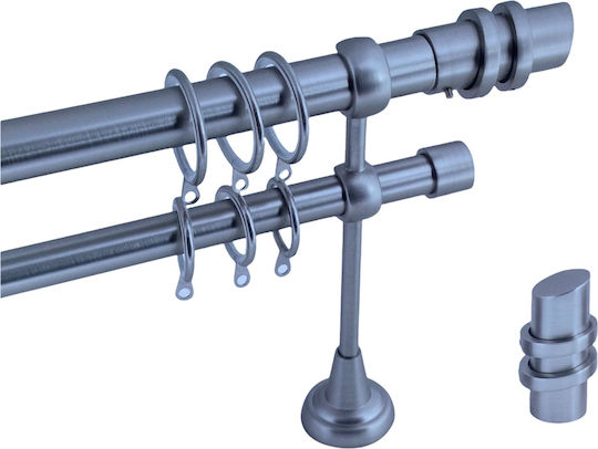 Frans Ausziehbar Metallisch Vorhangstange A1 Doppel mit Stange Φ25mm 140-250cm Nickel Matte