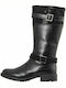 Leather Kids Boots with Zipper Black