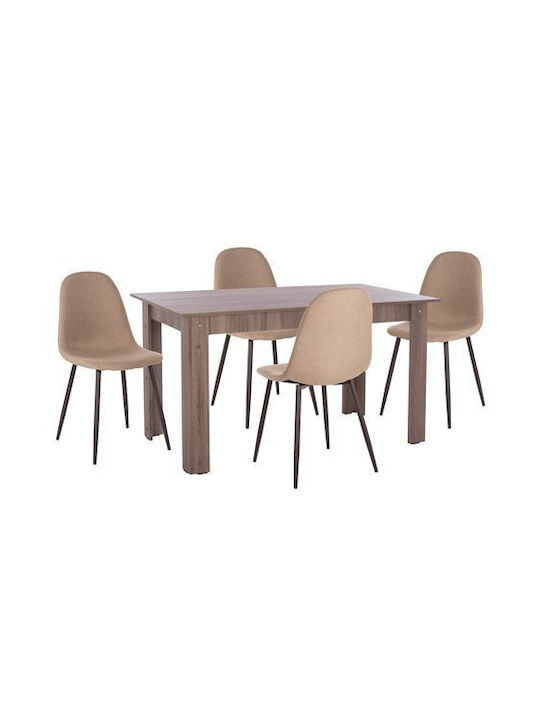 Dining Room 5pcs Sonoma / Beige 140x80cm