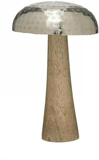 Inart Decorative Mushroom made of Wooden Natural/Silver 14x14x23cm 1pcs