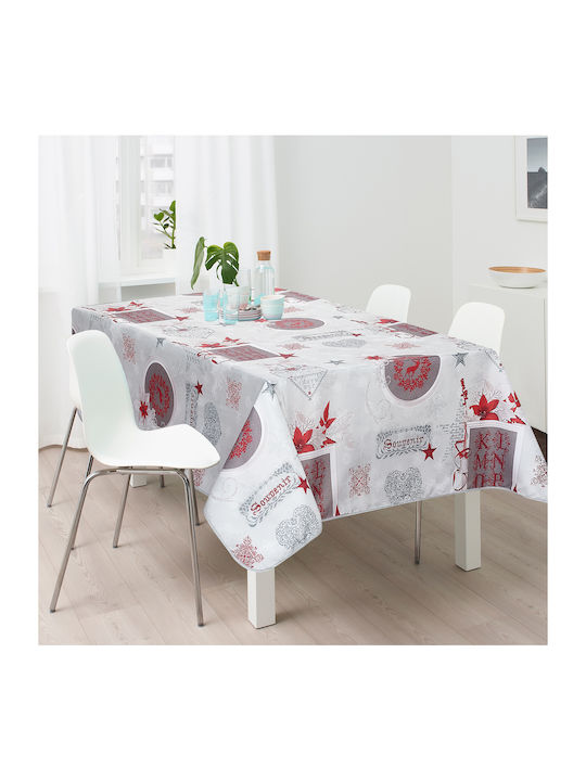 1260 Christmas Decorated Tablecloth Fabric White L180xW150cm 1pcs