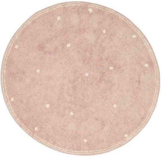 Little Dutch Kids Cotton Rug Dot Round 110cm Pure Pink