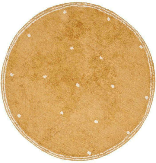 Little Dutch Dot Kids Rug Cotton Pure Ochre Round with Diameter 110cm