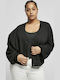 Short Women's Cardigan with Buttons Black