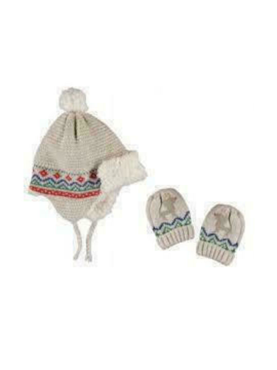 Mayoral Kids Knitted Beanie Set with Gloves Beige