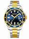 Curren Gold/Blue Men's Watch 46mm Battery with Metal Bracelet Silver/Gold