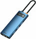 Baseus Metal Gleam Series 6in1 USB-C Docking Station mit HDMI 4K PD Ethernet Blau
