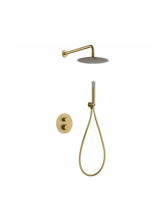 Imex Line Built-In Showerhead Set with 2 Exits Inox Gold