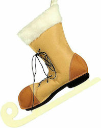 Golden Christmas Decorative Sock with Ice Skating