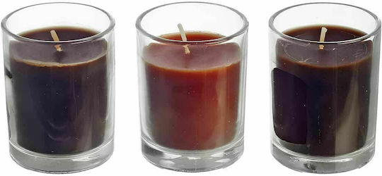 JK Home Decoration Χριστουγεννιάτικο Γυάλινο Κερί 24.5x6.5εκ. 3τμχ
