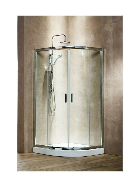 Tema New Καμπίνα Ντουζιέρας Ημικυκλική με Συρόμενη Πόρτα 77-79x80x180cm Clear Glass