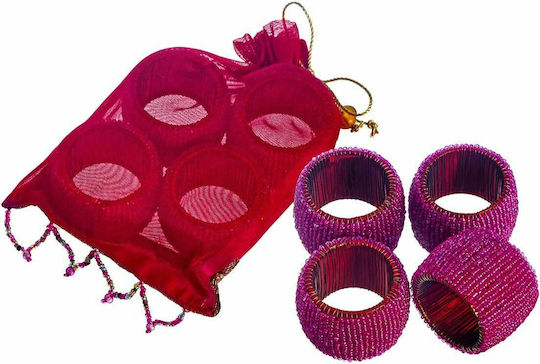 JK Home Decoration Set Weihnachtliche Serviettenringe Rosa 4Stück