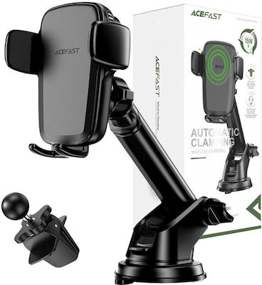 Acefast Mobile Phone Holder Car D1 3in1 with Adjustable Hooks and Wireless Charging Black