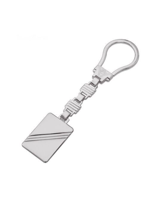 Silver Keyring Rectangular with Lukas 10,5x2cm