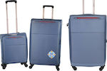 Diplomat Travel Suitcases Hard Blue with 4 Wheels Set 3pcs