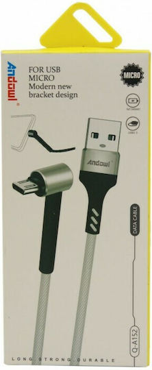 Andowl Anqa152 1.2m Angle (90°) / Braided USB 2.0 to micro USB Cable Gray (Q-A152)