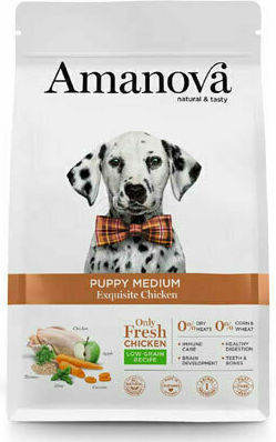 Amanova Puppy Medium 12kg Dry Food Grain-Free & Gluten-Free for Medium Breed Puppies with Chicken