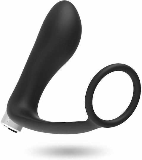 Addicted Toys Rechargeable Prostatic Δονούμενο Δαχτυλίδι Πέους Σιλικόνης με Πρωκτική Σφήνα Μαύρο