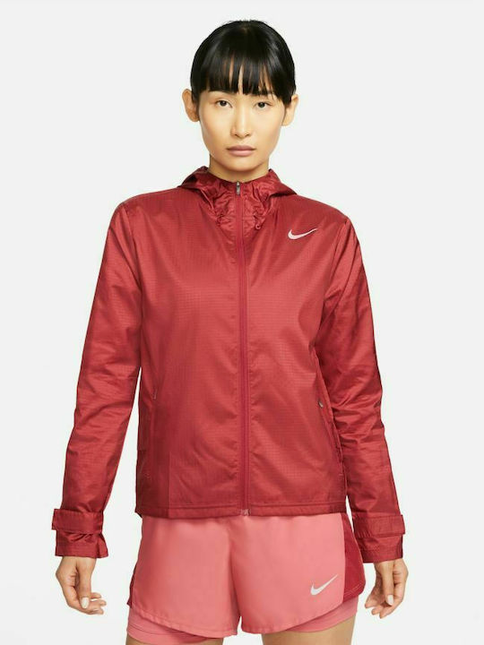 Nike Essential Γυναικείο Μπουφάν Running Κόκκινο