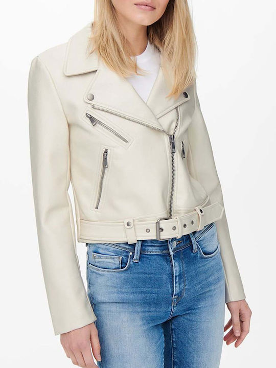 Only Γυναικείο Biker Jacket Μπεζ
