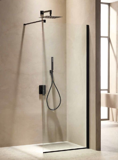 Tema Διαχωριστικό Ντουζιέρας 120x195cm Clear Glass Black Tema Διαχωριστικό Ντουζιέρας 120x195cm Clear Glass Black