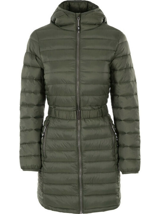 Santuzza Lang Damen Puffer Jacke für Winter Khaki