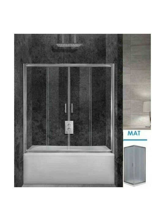 Aquarelle Bathtub 60 Shower Screen Bathtub with Sliding Door 150-155x145cm Mat
