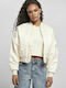 Women's Short Bomber Jacket for Spring or Autumn White
