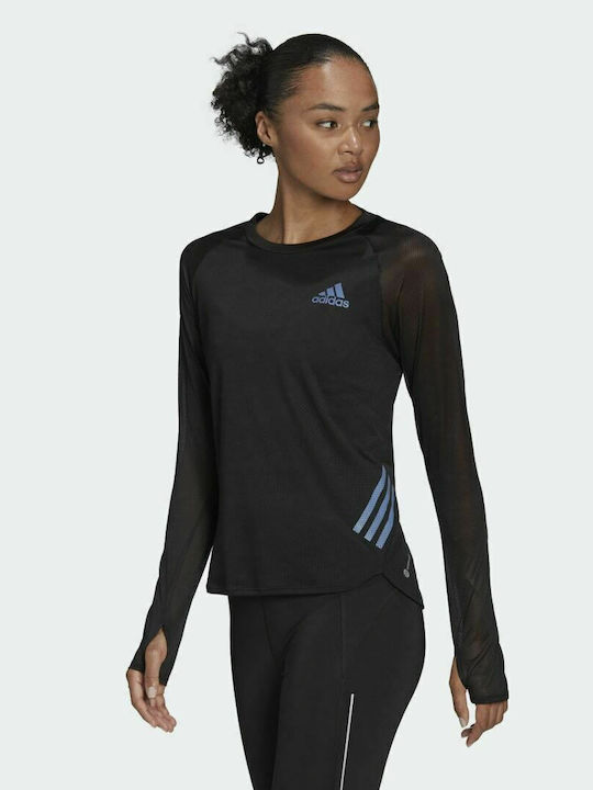 Adidas Parley Adizero Μακρυμάνικη Γυναικεία Αθλητική Μπλούζα Μαύρη