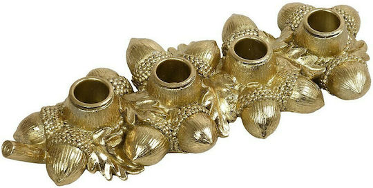 Espiel Christmas Gold Candlestick 29x29cm 2pcs with Acorns
