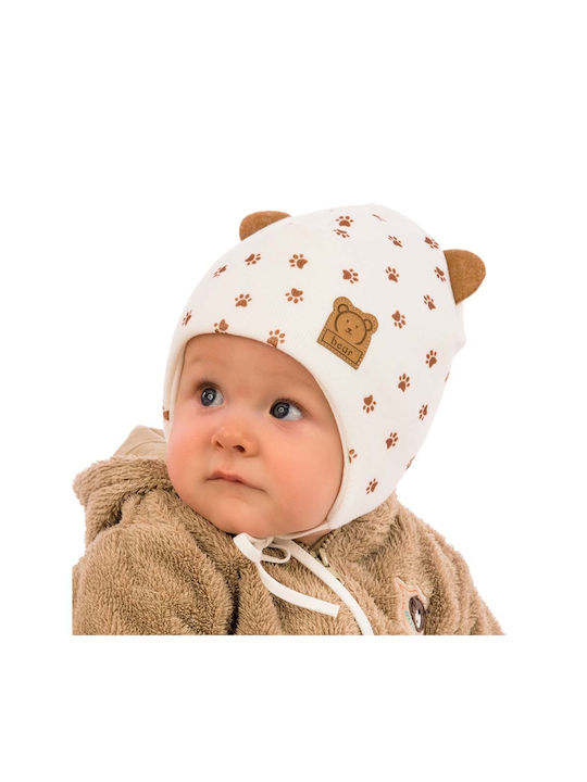 Mother Baby Kids Beanie Fabric Beige