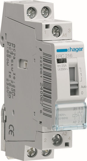 Hager Ρεле за фаза Захранване 16Спецификация Двуполюсно с Напрежение 230V