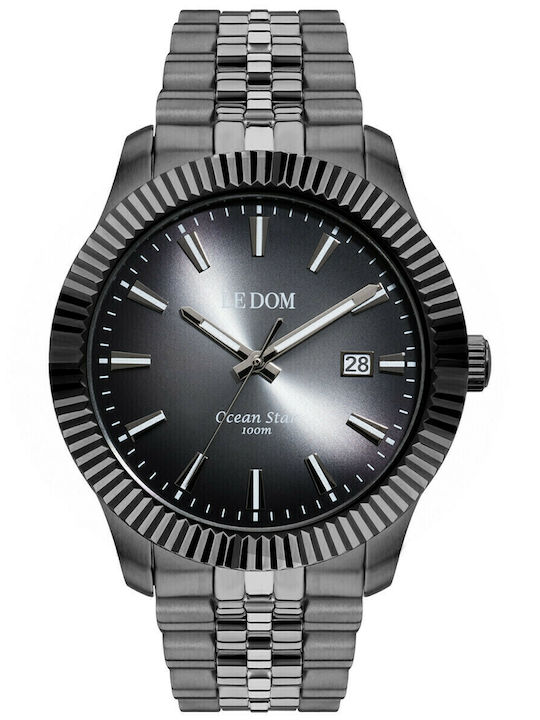 Le Dom Ocean Star Men's Watch 43mm Battery with Gray Metal Bracelet