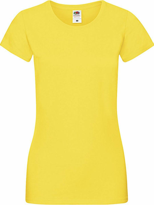 Fruit of the Loom Sofspun T Γυναικείο Διαφημιστικό T-shirt Κοντομάνικο σε Κίτρινο Χρώμα