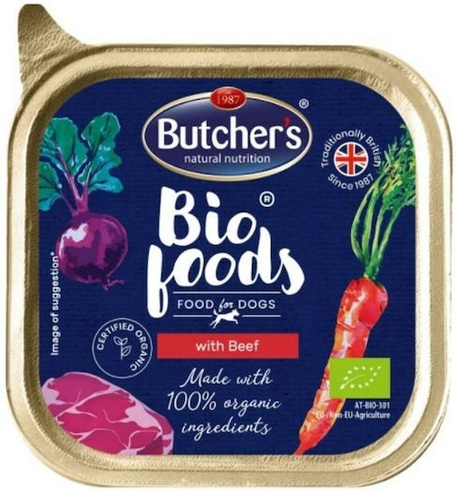 Butcher's Pet Care Bio Foods Pate Υγρή Τροφή Σκύλων σε Ταψάκι με Βοδινό χωρίς Σιτηρά & Γλουτένη 150gr