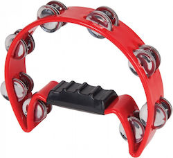 PP World Percussions PP-4013 Κόκκινο Πλαστικό Ντέφι Χειρός με Διπλή Σειρά Ζίλιες