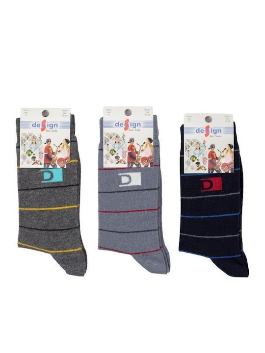 Children's socks for boys Design LINE II Cotton 3 pairs
 Dark Grey