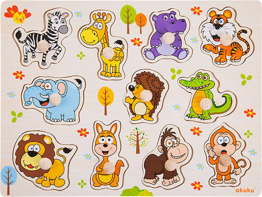 Ξύλινο Παιδικό Puzzle Σφηνώματα Ζούγκλα 11pcs Akuku
