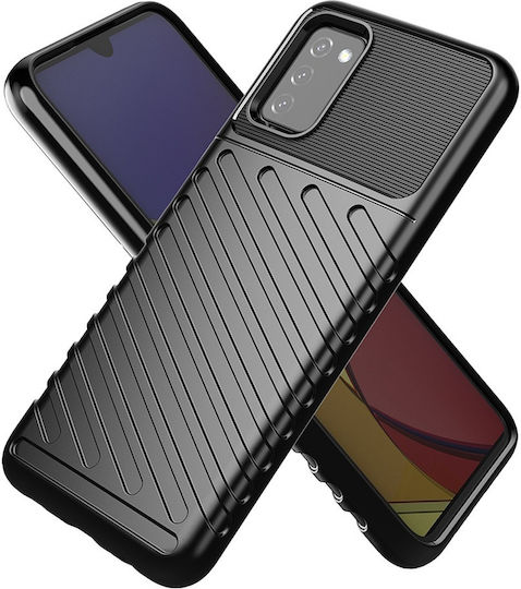 Forcell Thunder Umschlag Rückseite Silikon Schwarz (Galaxy A03s)