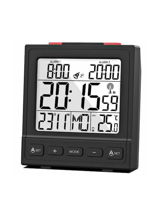 Mebus Tabletop Digital Clock with Alarm Black 25581